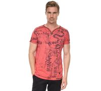 T-Shirt RUSTY NEAL, Herren, Gr. L, rot, 100% Baumwolle, unifarben, normal, Rundhals, Shirts, mit Allover-Druck (93947743-L) rot