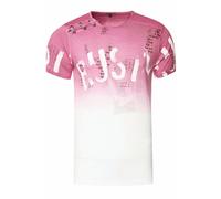 T-Shirt Verwaschen mit Farbverlauf und Seitlicher Knopfleiste 2XL