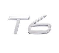 T6 Emblem 3D Metall Abzeichen Auto Motorhaube LKW Tür Seite Kotflügel Kofferraum Emblem Aufkleber Aufkleber für Volvo XC60 S60 V60 Polester (Silber)