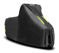 TaFblid Motorradabdeckung für Peugeot Metropolis 400,Motorrad Garage Plane Wasserdicht Motorrad Abdeckplane Outdoor UV Schutz Staubdicht Winddichte Motorrad Zubehör Mit Reflexstreifen(Black)