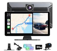 Tallflly 9 Zoll Apple Carplay Display & Android Auto Display mit 4K Dashcam/Rückfahrkamera 1080P HD/Bluetooth/FM/AUX/64G TF/Mirror Link/Sprachsteuerung/Siri/G00gle Assistant/GPS Navigation für Auto