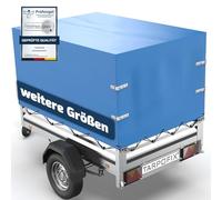 Tarpofix® Anhänger Plane 160x115x85 cm | Stema Hochplane für PKW-Anhänger | Anhängerplane aus PVC, inkl. Planenseil | randverstärkt & wetterfest | Abdeckplane Anhänger für 500-750 kg Hänger | Blau