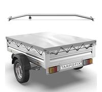 Tarpofix® Anhänger Plane 207x114 cm + 1x Planenbügel | für 750kg PKW Hänger | Anhängerplane Flachplane aus PVC PLANENMATERIAL | Verstärkte Stema Anhänger Plane | Abdeckplane + Flachplanenbügel | Grau