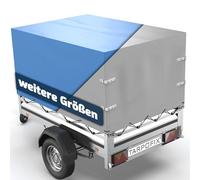 Tarpofix® Anhänger Plane 209x114x65 cm inkl. Planenseil | Anhängerplane Hochplane aus PVC PLANENMATERIAL | Verstärkte Stema Hänger Abdeckplane für 750kg PKW Autoanhänger | Abdeckung Grau