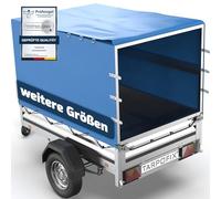Tarpofix® Anhänger Plane 210x115x130 cm | Stema Hochplane für PKW-Anhänger | Anhängerplane aus PVC, inkl. Planenseil | randverstärkt & wetterfest | Abdeckplane Anhänger für 500-850 kg Hänger | Blau