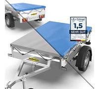 Tarpofix® Anhänger Plane 211x116cm inkl. Planenseil | für 750kg PKW Hänger | Flachplane aus PVC PLANENMATERIAL | Verstärkte Humbaur Anhängerplane | Anhänger Zubehör Anhänger Abdeckplane | Grau