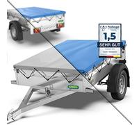 Tarpofix® Anhänger Plane 217 x 117 cm mit Planenseil | Flachplane aus PVC Planenmaterial | Verstärkte Unsinn Plane für 750kg PKW Hänger | Abdeckung | Grau