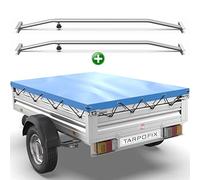 Tarpofix® Anhängerplane 2075x1140mm + 2X Planenbügel | für 750kg PKW Hänger | Anhänger Plane Flachplane aus PVC PLANENMATERIAL | Verstärkte Stema Anhänger Plane | Abdeckplane + Flachplanenbügel | Blau