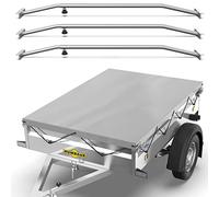 Tarpofix® Anhängerplane 211x116 cm + 3X Planenbügel | PVC PLANENMATERIAL Flachplane | Verstärkte Humbaur Anhänger Plane für 750kg PKW Hänger | Anhänger Zubehör Abdeckplane + Flachplanenbügel | Grau