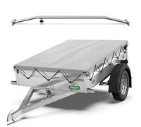 Tarpofix® Anhängerplane 217x117 cm + 1x Planenbügel | Anhänger Plane Flachplane aus PVC PLANENMATERIAL | Verstärkte Unsinn Anhänger Plane für 750kg PKW Hänger | Abdeckplane + Flachplanenbügel | Grau