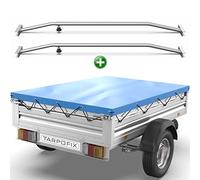 Tarpofix® Anhängerplane 257,5x134,5 cm + 2X Planenbügel | PVC PLANENMATERIAL Flachplane | Verstärkte Stema Anhänger Plane für 1300kg PKW Hänger | Anhänger Zubehör Abdeckplane + Flachplanenbügel