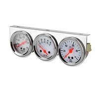 Tbest Universelles 3-in-1-Messgerät-Set für Wassertemperatur, Öldruck, Voltmeter für GM mit Verchromtem Gehäuse, Weißem Zifferblatt und Roten Nadeln