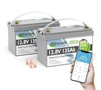 TCBWORTH LiFePO4 135Ah Bluetooth 12.8V Batterie 2 Pakete,lithium akku, 4000+ Zyklen Deep Cycle, Perfekter Ersatz für Blei-Säure Batterien für wohnmobil, Camping, Solar Home Systeme, Boot