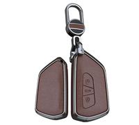 TECART Aluminiumlegierung Autoschlüssel Hülle Cover Passt für VW Volkswagen Golf 8 MK8 MK7 ID.3 ID.4 ID.5 Cupra Formentor Seat Leon für Skoda Octavia Schlüsselcover Tragbar Zubehör 3 Taste Braun A