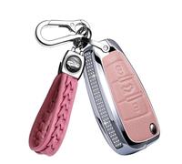 TECART Klapp Autoschlüssel Hülle cover Passt für Audi A1 A3 A4 A6 A8 Quattro Q2 Q3 Q7 S3 S6 RS3 RS6 R8 TT TTS TPU Zubehör Auto Schlüssel Etui 3 Taste Schlüsselhülle mit Schlüsselanhänger Rosa