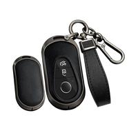 TECART Leder Autoschlüssel Hülle Cover Passt für Mercedes Benz C S Klasse W223 W206 EQS 450 500 580 E53 AMG S350L S500L Tragbar Smart Schutzhülle Schlüsselcover Zubehör 3 Taste B Schwarz Schwarz