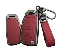 TECART Smart Autoschlüssel Hülle cover Passt für Audi A1 A3 A4 A6 A8 Quattro Q2 Q3 Q7 S3 S6 RS3 RS6 R8 TT TTS Lede Zinklegierung Schutzhülle Schlüsselcover Tragbar Zubehör 3 Taste B Rot