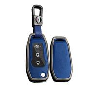 TECART SMART Autoschlüssel Hülle Cover Passt für Ford Ranger T6 Mondeo Ka Fiesta Focus Galaxy Mustang 5.0 GT Kuga Ledermuster Schutzhülle Schlüsselcover Zubehör Schlüssel B 3 Taste Schwarz Blau