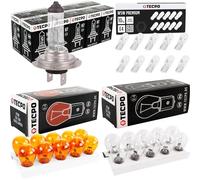 TECPO Autolampen Set 40-teilig H7 55W Glühbirne Blinkerbirnen Bremslicht 12V 21W Lampen Satz