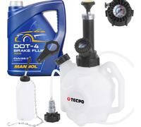 TECPO Bremsenentlüftungsgerät 4L + MANNOL Bremsflüssigkeit, 5L