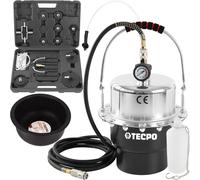 TECPO Bremsenentlüftungsgerät 5 Liter Druckluft Bremsenentlüfter + KFZ Adapter 17-teilig + Ersatz Gummi-Membran