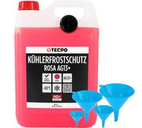TECPO Kühlerfrostschutz Antifreeze AG13+, 5 Liter mit Trichter Kühlmittel rosa rot -40 C° Auto Kühlflüssigkeit Gebrauchsfertig LOBRID-Technologie bis zu 5 Jahre Lebensdauer