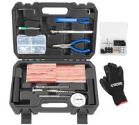 TECPO Reifenreparatur-Set für Reifen bei Auto & Motorrad, mit Einsteckwerkzeug, 60 Reparaturstopfen, Reifendichtmittel, Reifen vulkanisieren, Flickzeug, Pannenset (100-teilig)