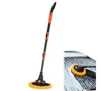 Teleskop Waschbürste mit Wasseranschluss, 108 cm Waschbürste für Auto, LKW, Wohnmobil, Fensterreiniger mit Teleskopstiel, Autowaschbürste mit Schlauchanschluss, Caravan-Waschbürste