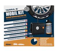 TERRA S T56000 T56000Reifenreparatur-Kit, Mobil-Kit, Notfallausrüstung, mit Dichtmittel und Reifenpumpe, geeignet für Autos und andere Kfz, Reparatur in 15 Minuten