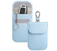 Teskyer 2 Stück Faraday Tasche für Autoschlüssel, Keyless Go Schutz, Autoschlüssel Schutz, Signalblocker-Tasche, RFID Schutz Autoschlüssel für Autoschlüssel, Gletscher Blau