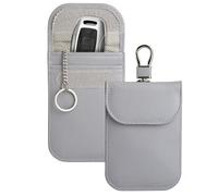 Teskyer Faraday Tasche für Autoschlüssel - Keyless Go Schutz, Signalblocker-Tasche, RFID Schutz - 2 Stück, Licht Grau