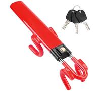 Tevlaphee Lenkradkralle, Lenkradschloss für Auto, Diebstahlsicherung auto, Strapazierfähig, Universelle Passform, PVC-Schutz, Verstellbar für Autos, SUVs, Wohnmobil, Wohnwagen, 3 Schlüssel(Rot)