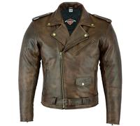 Texpeed Braun Motorrad lederjacke herren mit protektoren - Marlon Brando Retro Chopper Rockerjacke - Mit Original Biker Rüstung (EN 1621-1) Schutz 4XL