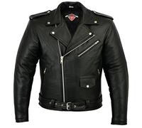 Texpeed Motorrad lederjacke herren mit protektoren - Marlon Brando Retro Chopper Rockerjacke - Mit Original Biker Rüstung (EN 1621-1) Schutz Schwarz - 7XL