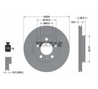 Textar Bremsscheibe 92106803 Vorderachse Ø239 mm 18 mm