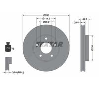 TEXTAR Bremsscheibe PRO vorne rechts links belüftet 280mm für NISSAN 92109403