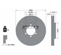 TEXTAR Bremsscheibe 92136503 280mm 27mm für HYUNDAI