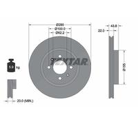TEXTAR Bremsscheibe 92288303 280mm 22mm für KIA HYUNDAI