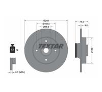 TEXTAR 2x Bremsscheibe hinten Ø249 mm Voll beschichtet für Peugeot 308 I 4A_