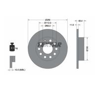 TEXTAR 2x Bremsscheibe hinten Ø256 mm Voll für VW Touran 1T1 1T2 2.0 TDI 16V