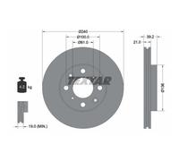 TEXTAR 2x Bremsscheibe vorne Ø240 mm für Honda Jazz II GD_ GE3 GE2 1.3 iDSi