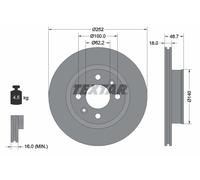 TEXTAR 2x Bremsscheibe vorne Ø252 mm Innenbelüftet für Hyundai i10 BA IA 1.0