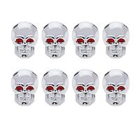 The Lord of the Tools 8 Stücke Reifen Ventilkappen mit Totenkopf Muster Ventilkappen Ersatz aus ABC Kupfer Universal Ventil Kappen Zubehör für die Meisten Autos Motorrad Silbern