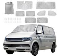 Thermomatte Fahrerhaus Ersatz für VW T5/T6, Cover Sonnenblenden für Frontscheibe mit Aufbewahrungstasche, Sonnenschutz Windschutzscheiben Schutz Set, wohnmobil Transporter thermomatten, 8 PCS
