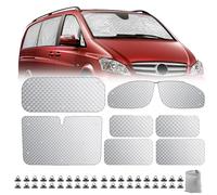 Thermomatte Fahrerhaus Innen für Ford Transit Custom LWB 2012-2024, 8 Stück Sonnenschutz Frontscheibe Innen Verdunkelung Auto Windschutzscheiben Frontscheibenabdeckung Thermorollo Set