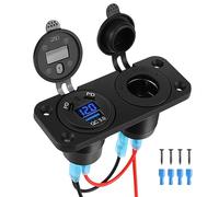 Thlevel 12V Zigarettenanzünder Steckdose USB C Auto Dual 45W PD und 18W QC3.0 mit Digital Voltmeter für 12V-24V KFZ LKW Wohnwagen Motorrad Boot