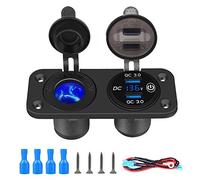 Thlevel QC 3.0 USB Steckdose Auto 12V-24V KFZ Ladegerät Zigarettenanzünder | Wasserdichte mit Schalter für LKW Wohnwagen Motorrad Boot