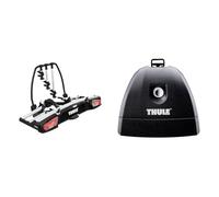 Thule VeloSpace XT Fahrradträger für Anhängerkupplung 3 Fahrräder Silber & 751000 Fixpunktfußsatz (4 St.) Rapid Fixpoint XT