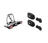 Thule VeloSpace XT Fahrradträger für Anhängerkupplung 3 Fahrräder Silber & 986000 Wheel Straps Locks