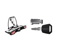 Thule VeloSpace XT Fahrradträger für Anhängerkupplung 3 Fahrräder Silber & One-Key System 6-Pack Black Black 4 Lock cylinders